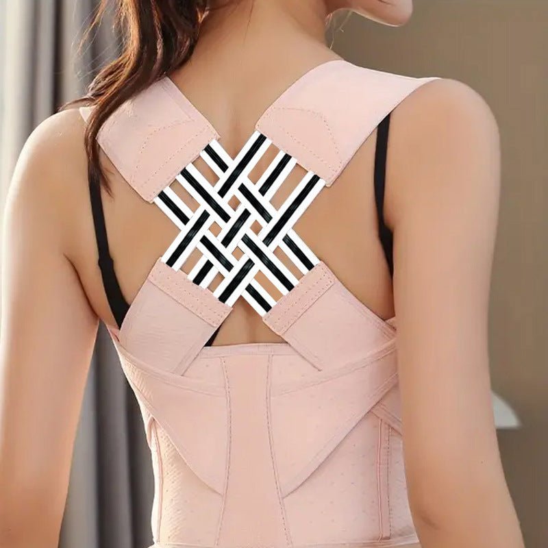 Unisex Back Support Brace With Lumbar Belt And Cross Back Structure For Posture Improvement