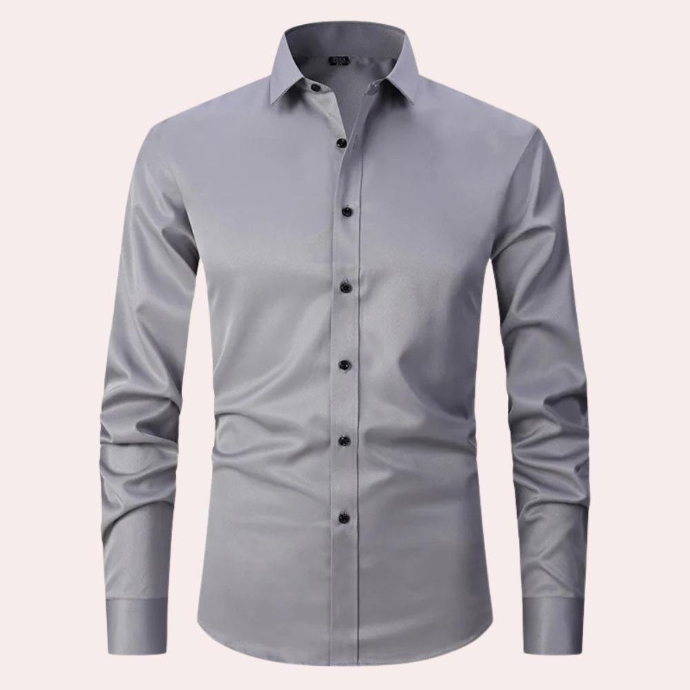 Mens Slim Fit Shirt Long Sleeve Stretch Fabric For Office Professionals Versatile Sharp Comfort