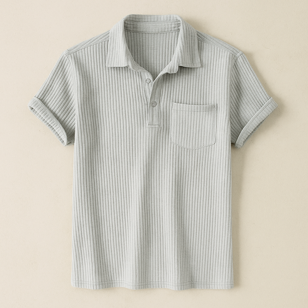 Textured knit polo shirt