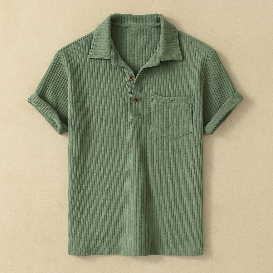 Textured knit polo shirt