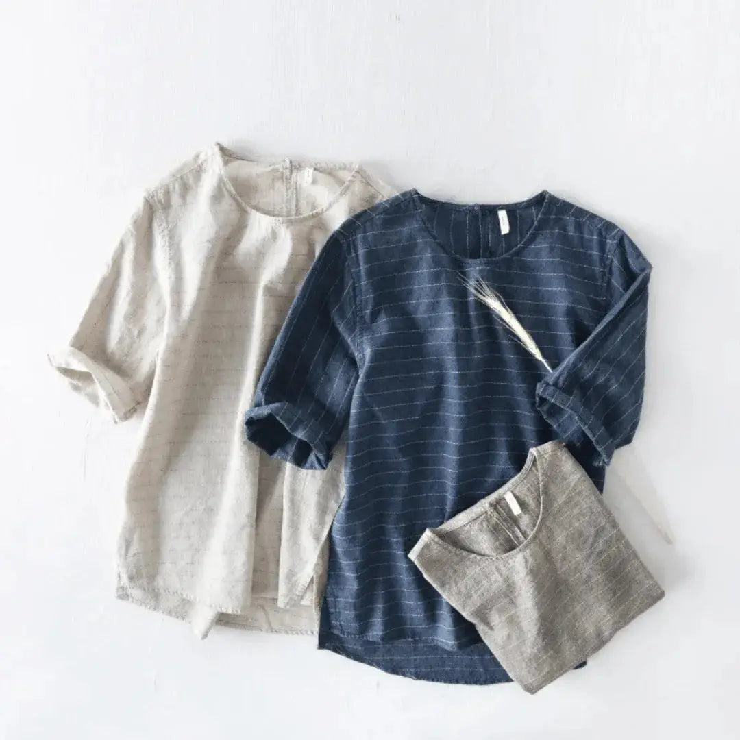 Géneva Linen Cotton Tee by TrendAura Ultra Soft Everyday Essential for Minimalist Wardrobe