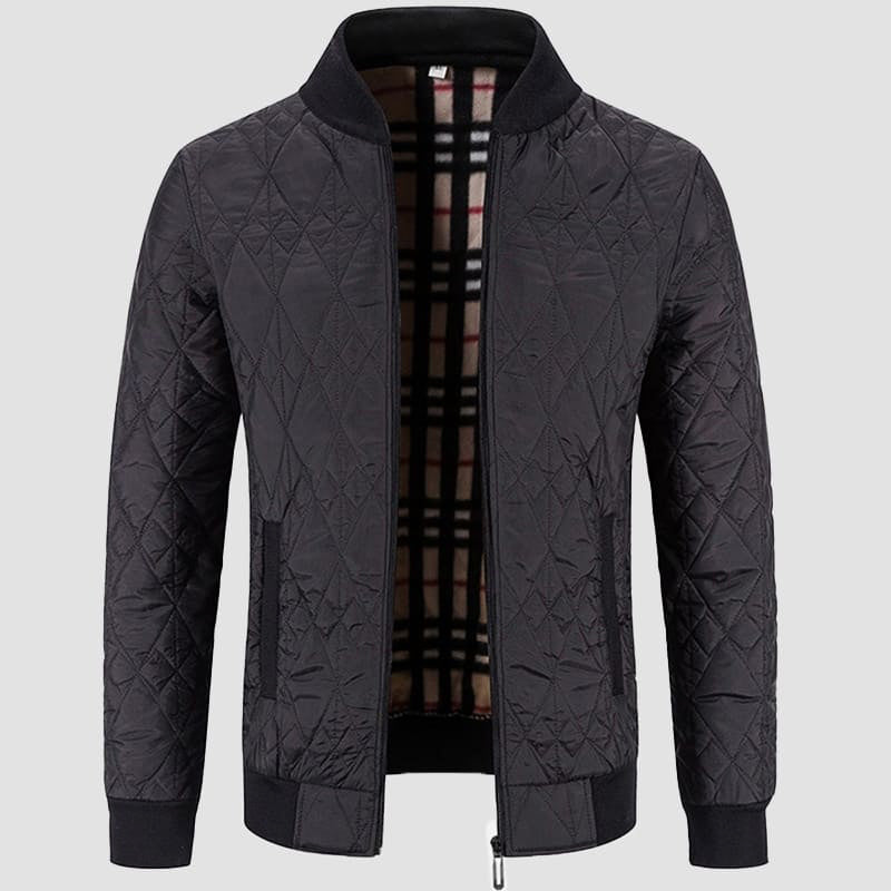 Men's Quilted Jacket With Diamond Pattern Regular Fit Ribbed Trim Bomber Collar By Nordisk Flair