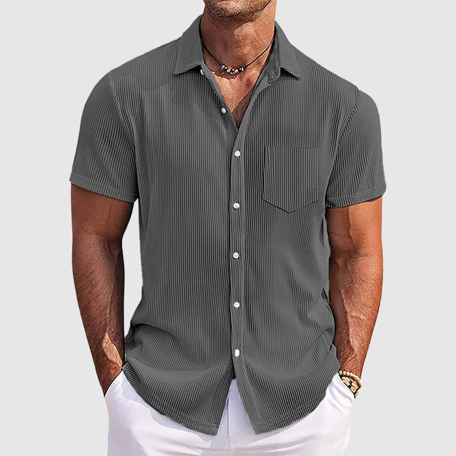 Ayden Striped Short Sleeve Shirt For Men Lightweight Button Up Casual Vacation Wear With Relaxed Fit