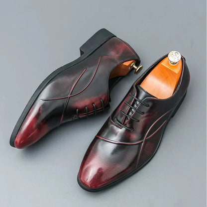 Thorne Ember Oxfords Two Tone Leather Dress Shoes For Men With Pointed Toe And Rubber Sole