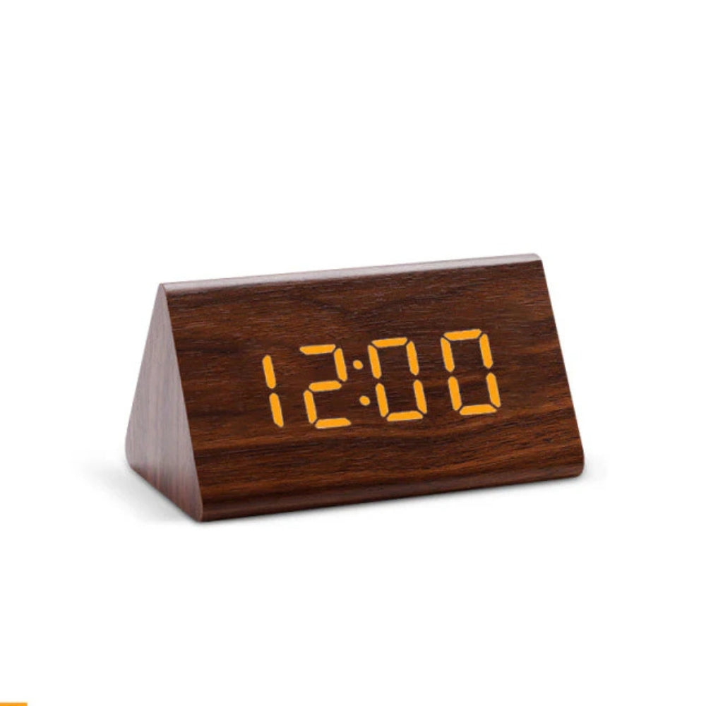 Minimalist Wooden LED Alarm Clock With Temperature Display