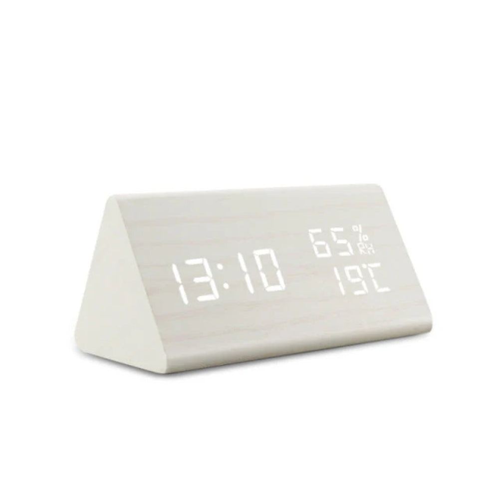 Minimalist Wooden LED Alarm Clock With Temperature Display