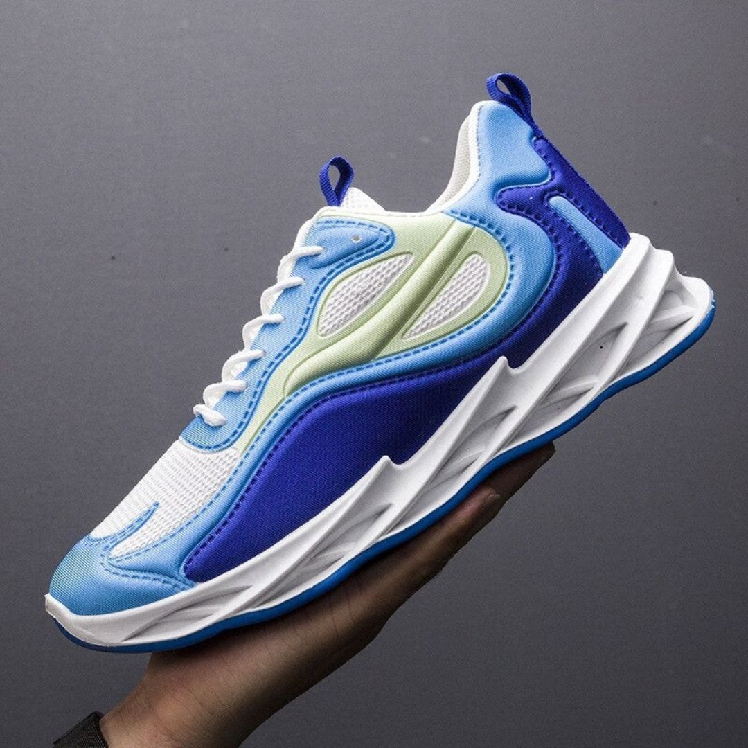Tobias Volt Mens Lightweight Mesh Sneakers With Sculpted Sole And Colorful Accents