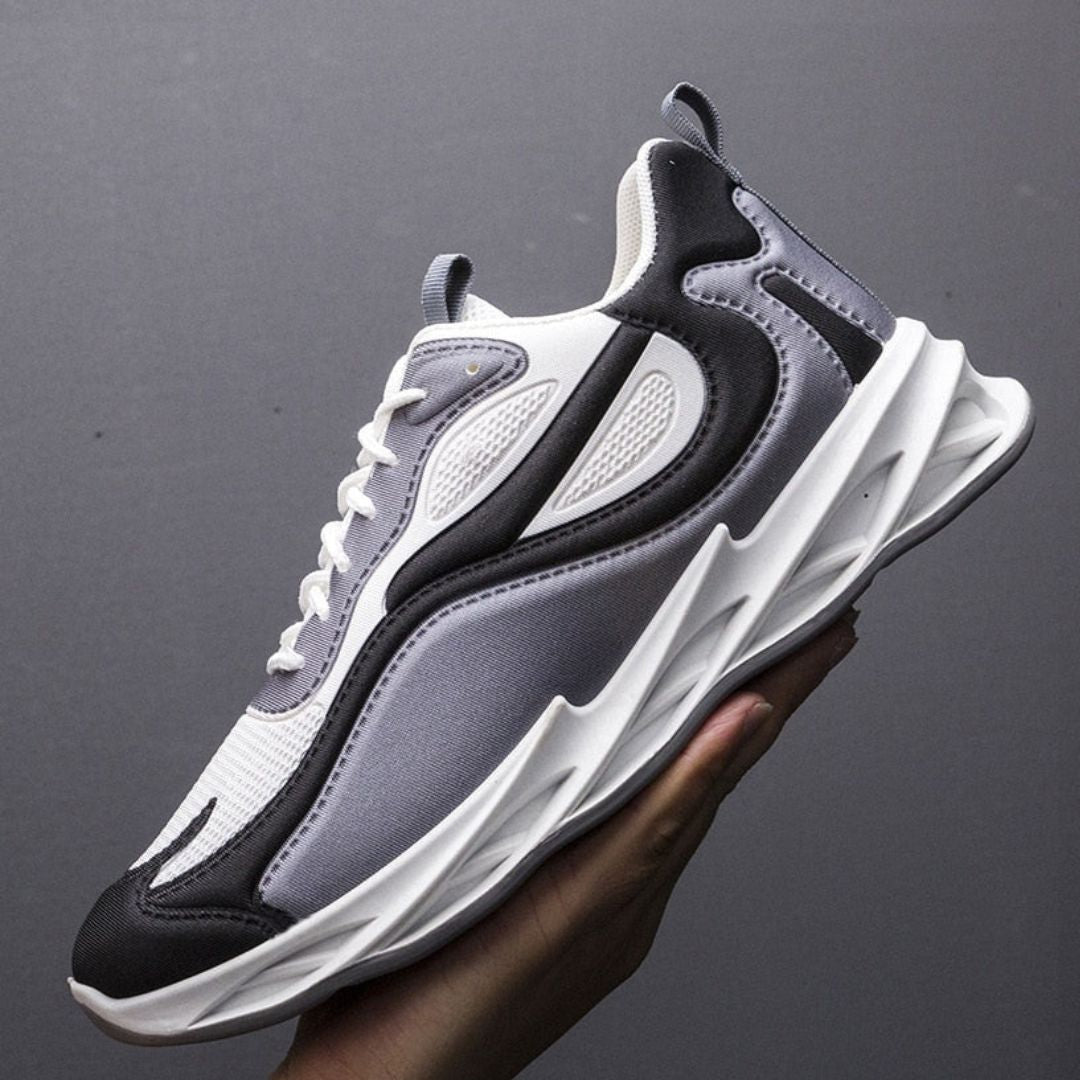 Tobias Volt Mens Lightweight Mesh Sneakers With Sculpted Sole And Colorful Accents