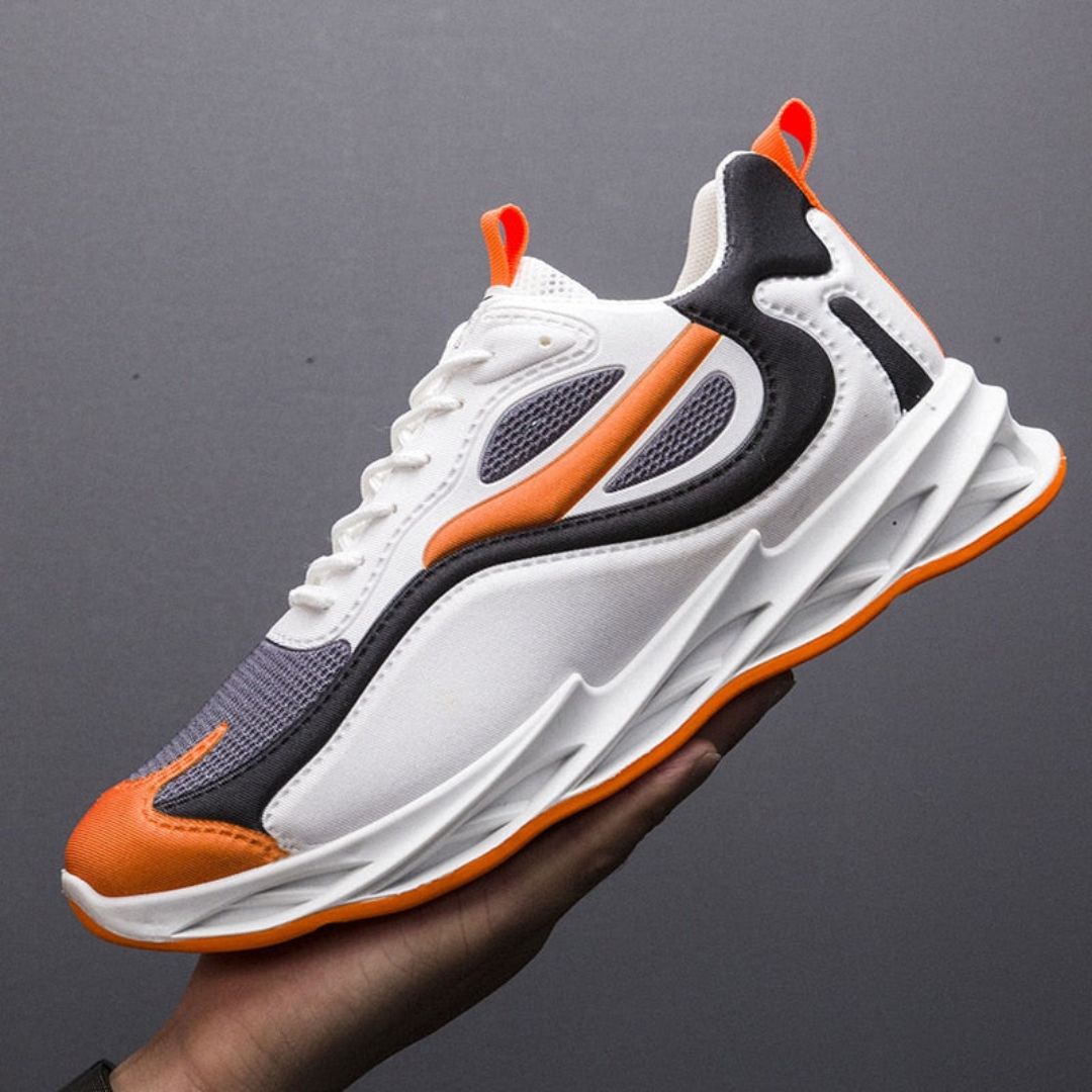Tobias Volt Mens Lightweight Mesh Sneakers With Sculpted Sole And Colorful Accents