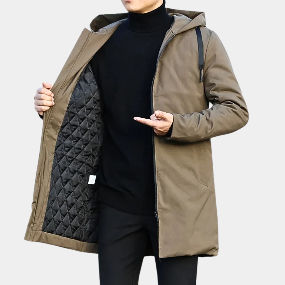 Mens Winter Rain Jacket With Hood Water Repellent For Urban Outdoor Comfort And Everyday Use