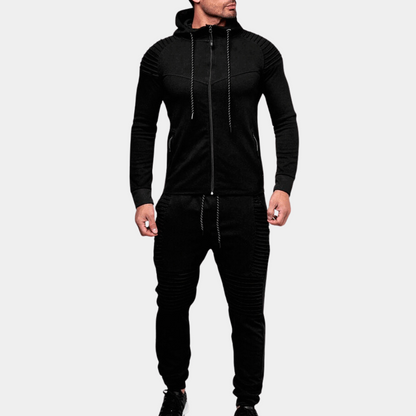 Men's Ribbed Hooded Tracksuit With Modern Fitted Silhouette For Athleisure Everyday Fans
