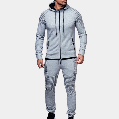 Men's Ribbed Hooded Tracksuit With Modern Fitted Silhouette For Athleisure Everyday Fans