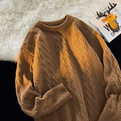 Trendy knitted sweater men with crew neck