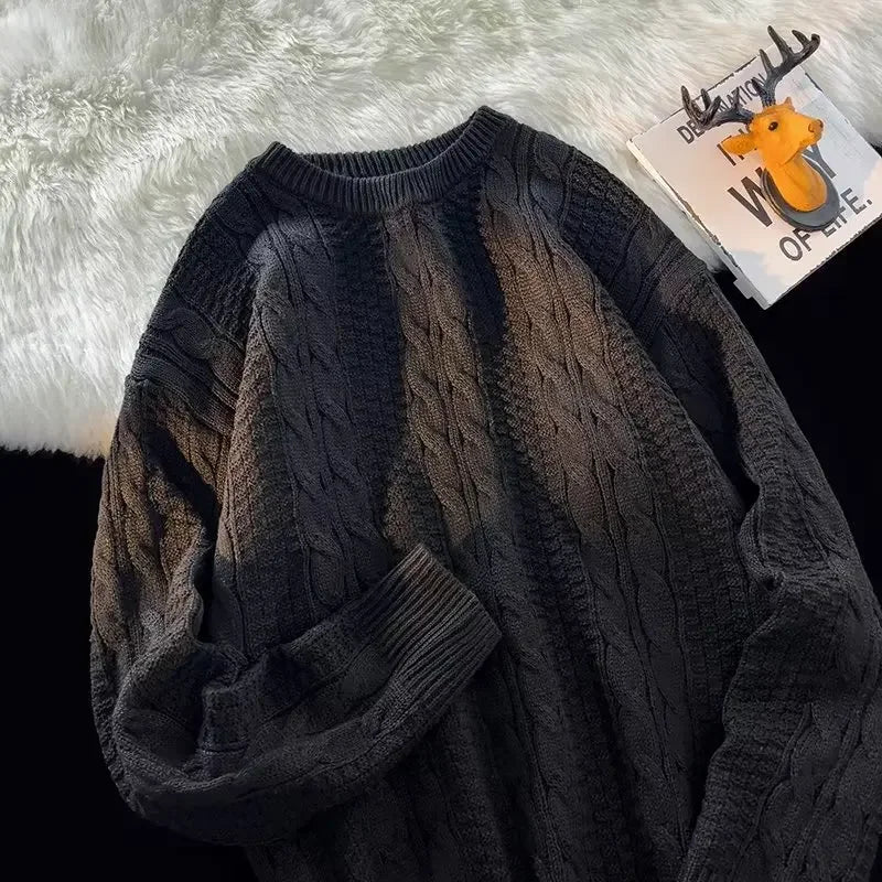 Trendy knitted sweater men with crew neck