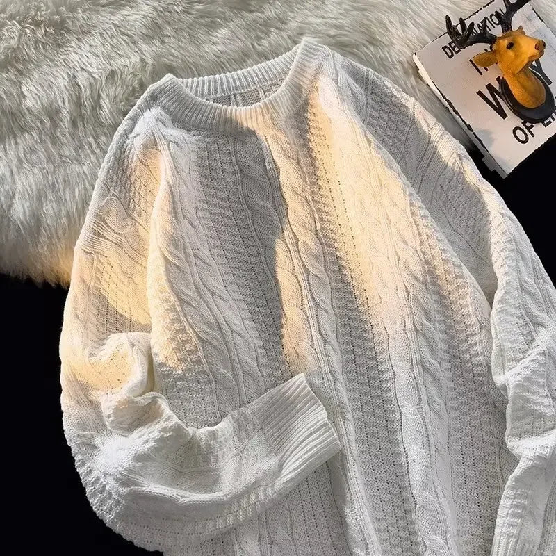 Trendy knitted sweater men with crew neck