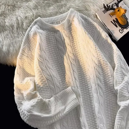 Trendy knitted sweater men with crew neck