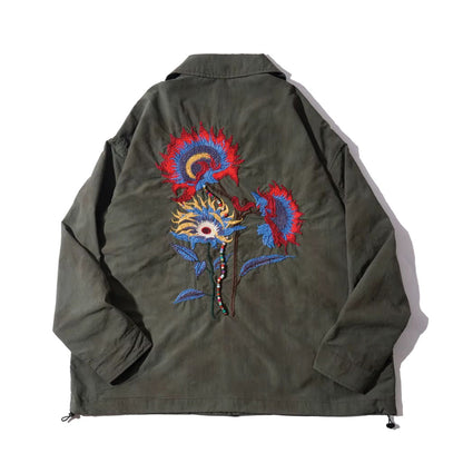 Flower Embroidered Shirt Jacket