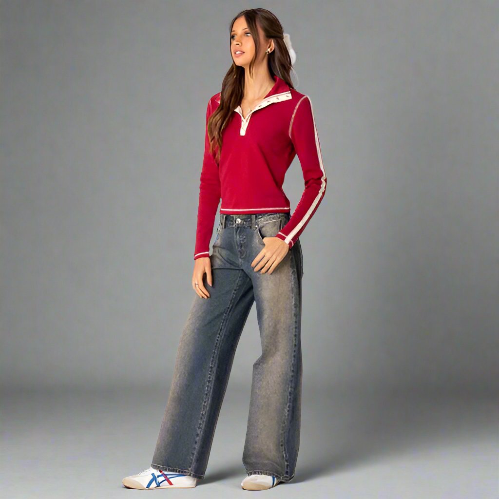 Trendy low-rise jeans made from stretch denim for women