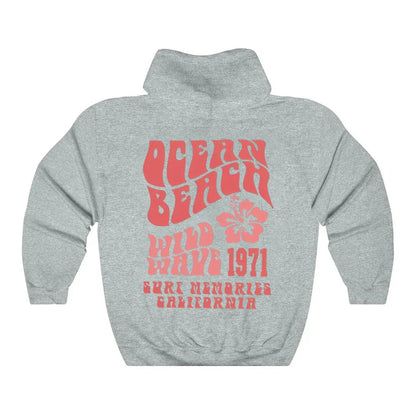 Trendy Oversized Hoodie with Ocean Beach Design
