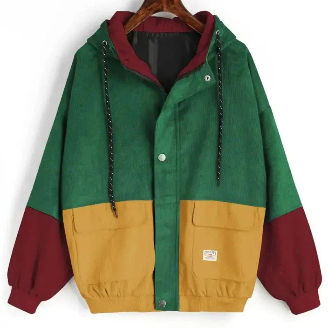 Tri Color Jacket Tri-Color Corduroy Patchwork Jacket – TrendAura