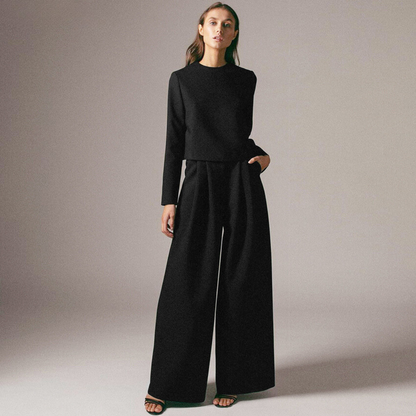 Eloura-Moda | Elegant women's two-piece set with wide trousers