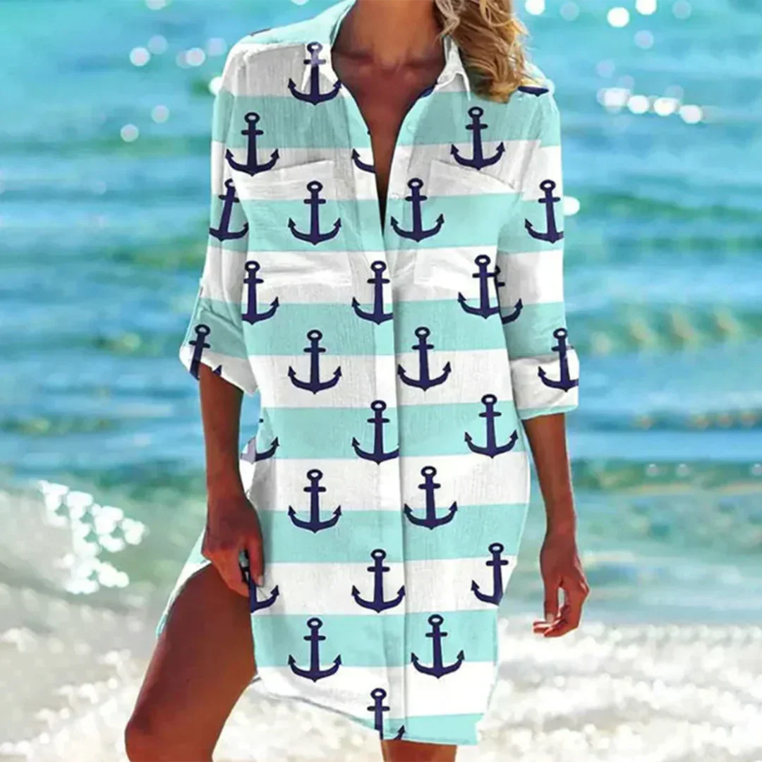 Women's Shirt Dress - Tie-Dye Pattern - Loose Fit - Light and Breathable