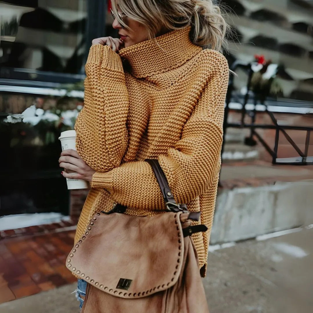 Oversized Turtleneck Chunky Knit Sweater for Cozy Everyday Comfort and Effortless Style for Casual Outings