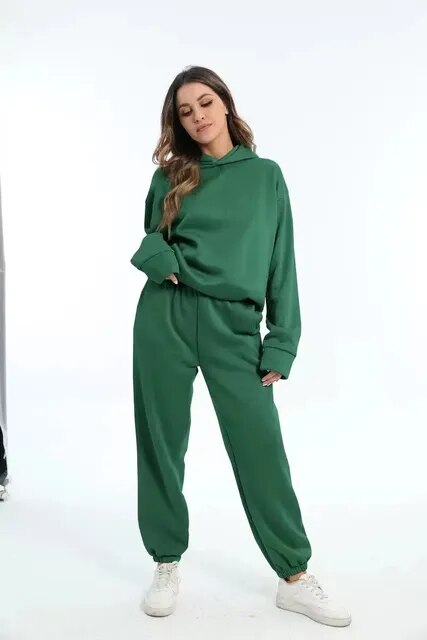 Oversized Tracksuit Hoodie Set For Women With Cozy Warmth And Trendy Winter Style