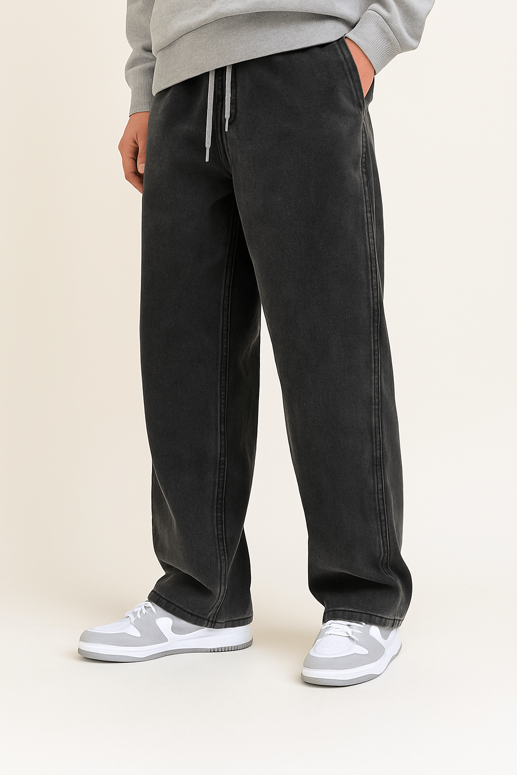 Wide cut pants with subtle washed look