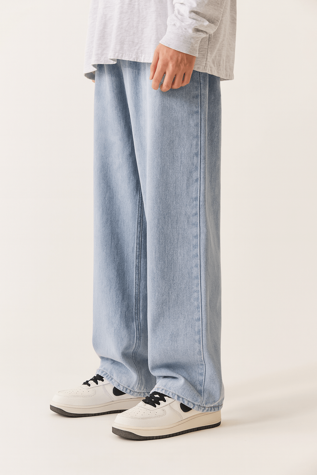 Wide cut pants with subtle washed look
