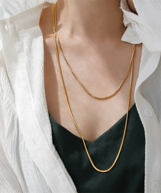 Collier pull double couche unique en acier inoxydable doré - TrendAura