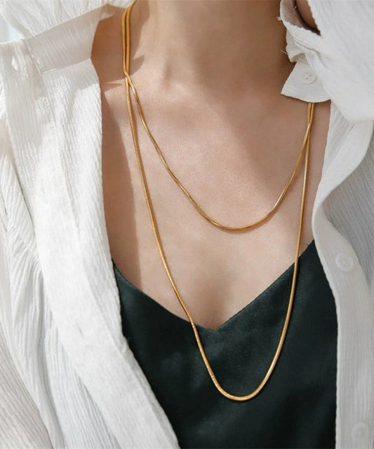 Collier pull double couche unique en acier inoxydable doré - TrendAura