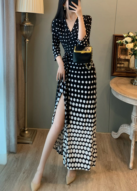 Robe de soirée noire unique à dégradé et ouverture latérale à la taille - TrendAura