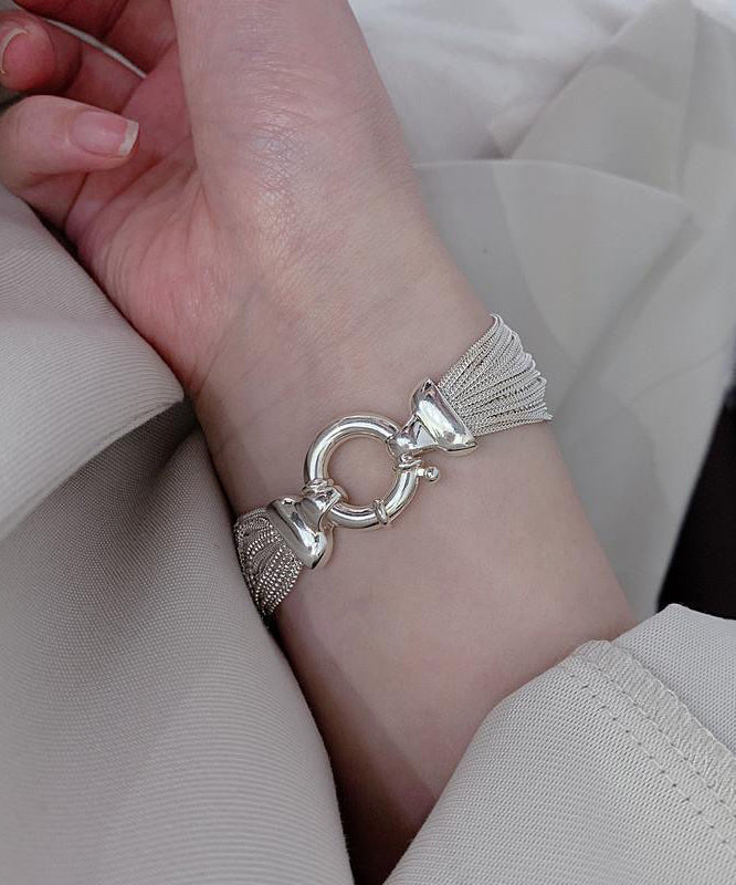 Bracelet chaîne unique en argent 925 et soie - TrendAura