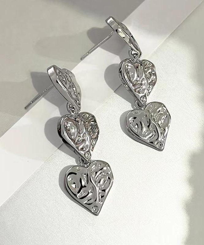 Boucles d'oreilles pendantes uniques en alliage de soie et métal Love - TrendAura