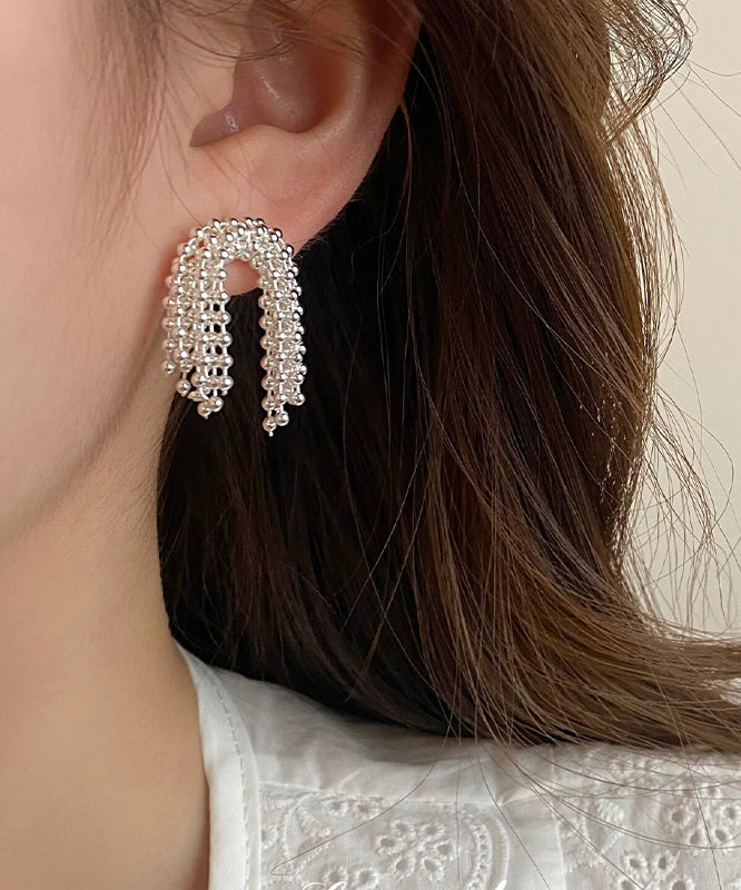 Boucles d'oreilles créoles à pompons en métal et soie uniques avec feux d'artifice - TrendAura