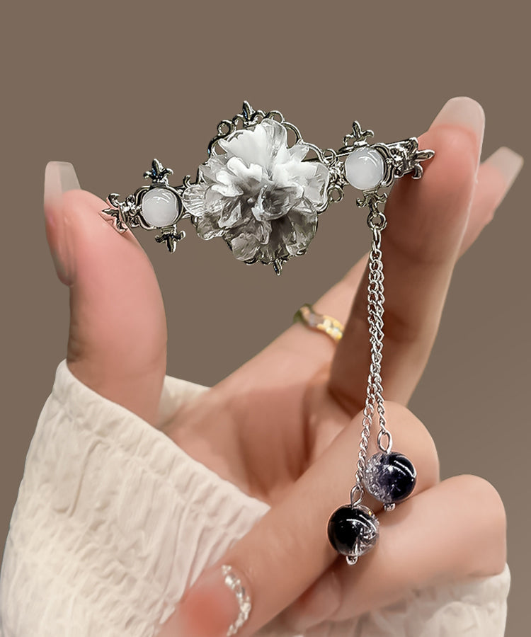 Épingle à cheveux unique en soie, argent sterling et jade - TrendAura