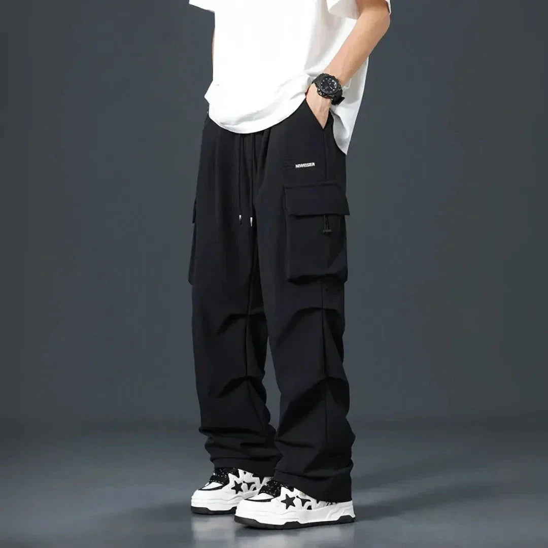 Waylynn Mens Oversized Cargo Pants With Multiple Pockets Wide Leg Streetwear Trousers