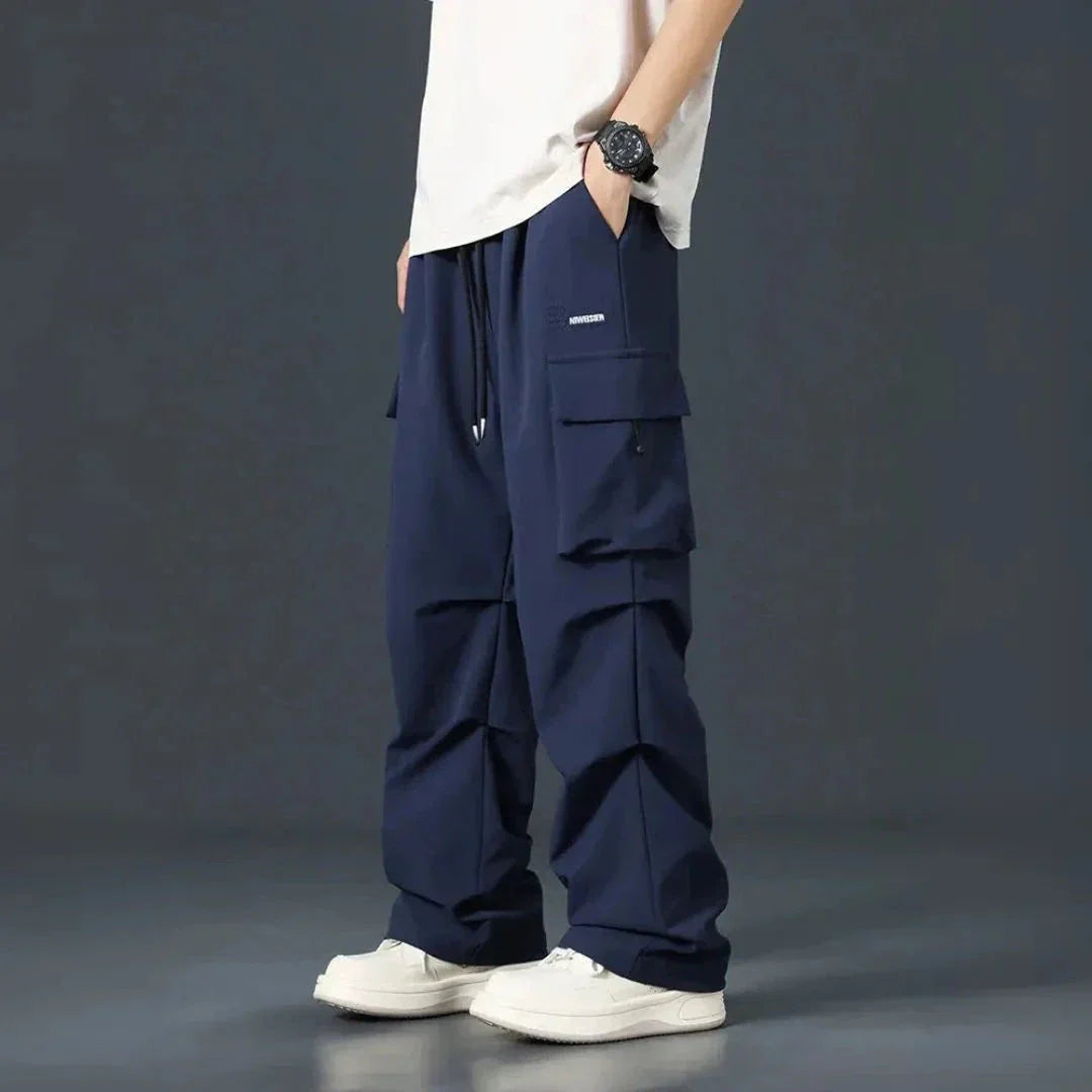 Waylynn Mens Oversized Cargo Pants With Multiple Pockets Wide Leg Streetwear Trousers
