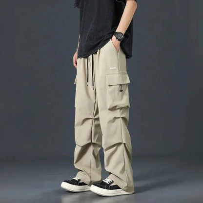 Waylynn Mens Oversized Cargo Pants With Multiple Pockets Wide Leg Streetwear Trousers