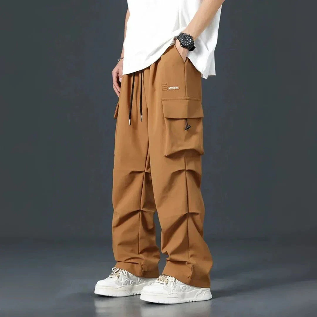 Waylynn Mens Oversized Cargo Pants With Multiple Pockets Wide Leg Streetwear Trousers