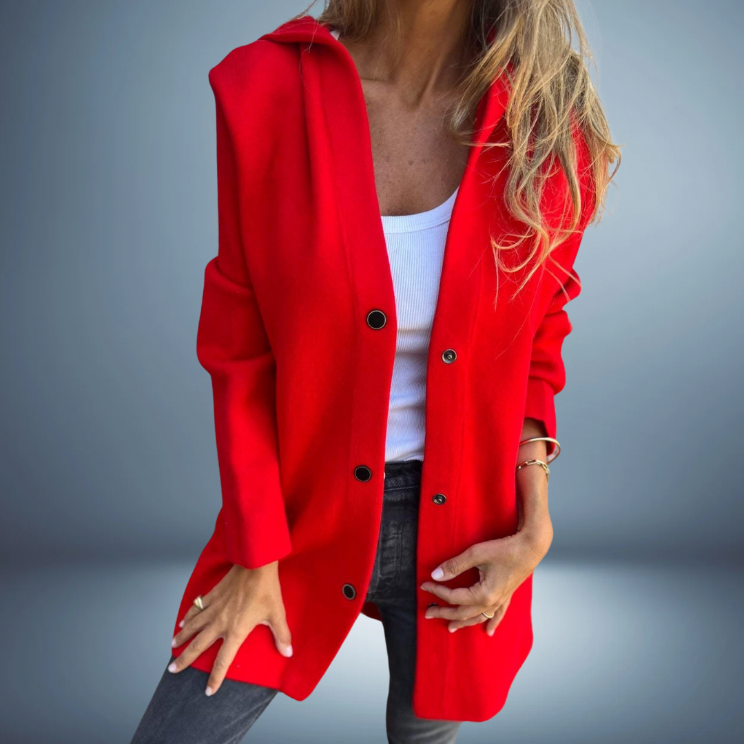 Women's Knit Blazer | With Buttons & Hood