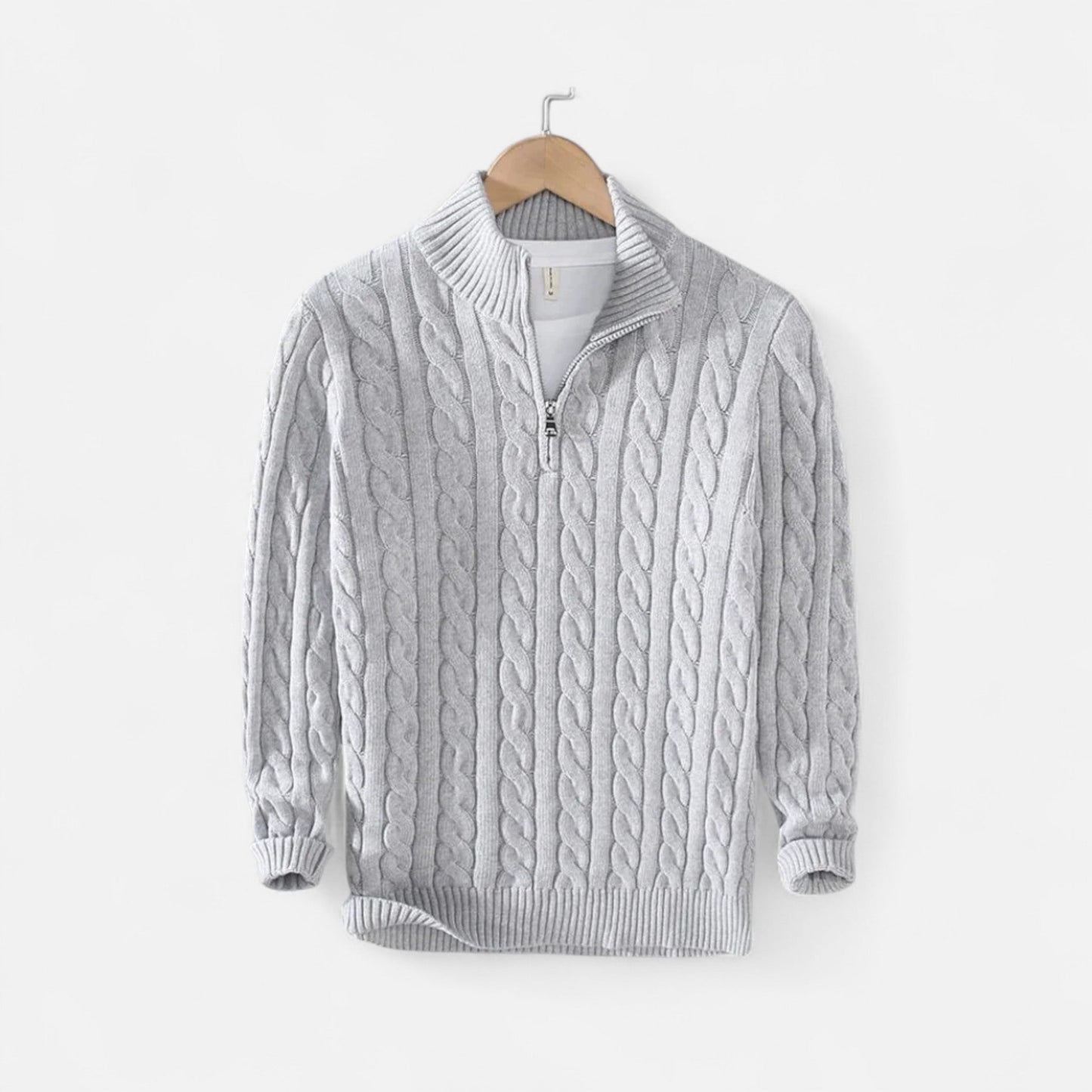 Ancient World | Men's High Collar Sweater Winter Cotton Cable Knit