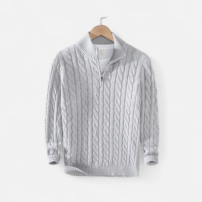 Ancient World | Men's High Collar Sweater Winter Cotton Cable Knit