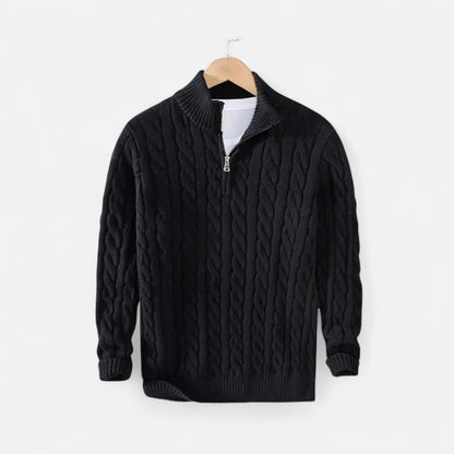 Ancient World | Men's High Collar Sweater Winter Cotton Cable Knit