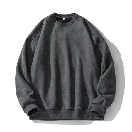 Men's Suede Oversized Sweatshirt Pullover by TrendAura for Fall and Winter Casual Comfort