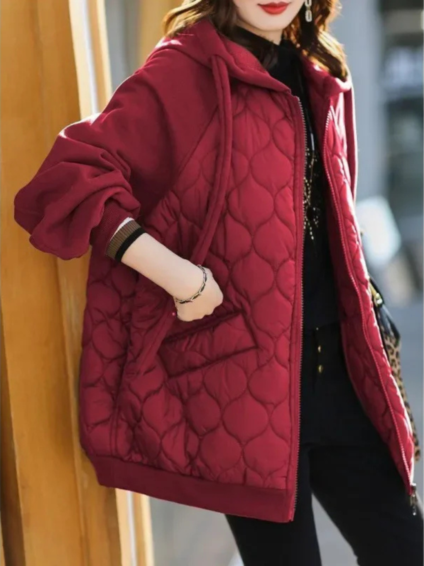 Nordic Quilted Hooded Jacket For Men With Relaxed Fit And Zip Front Closure Winter Outerwear