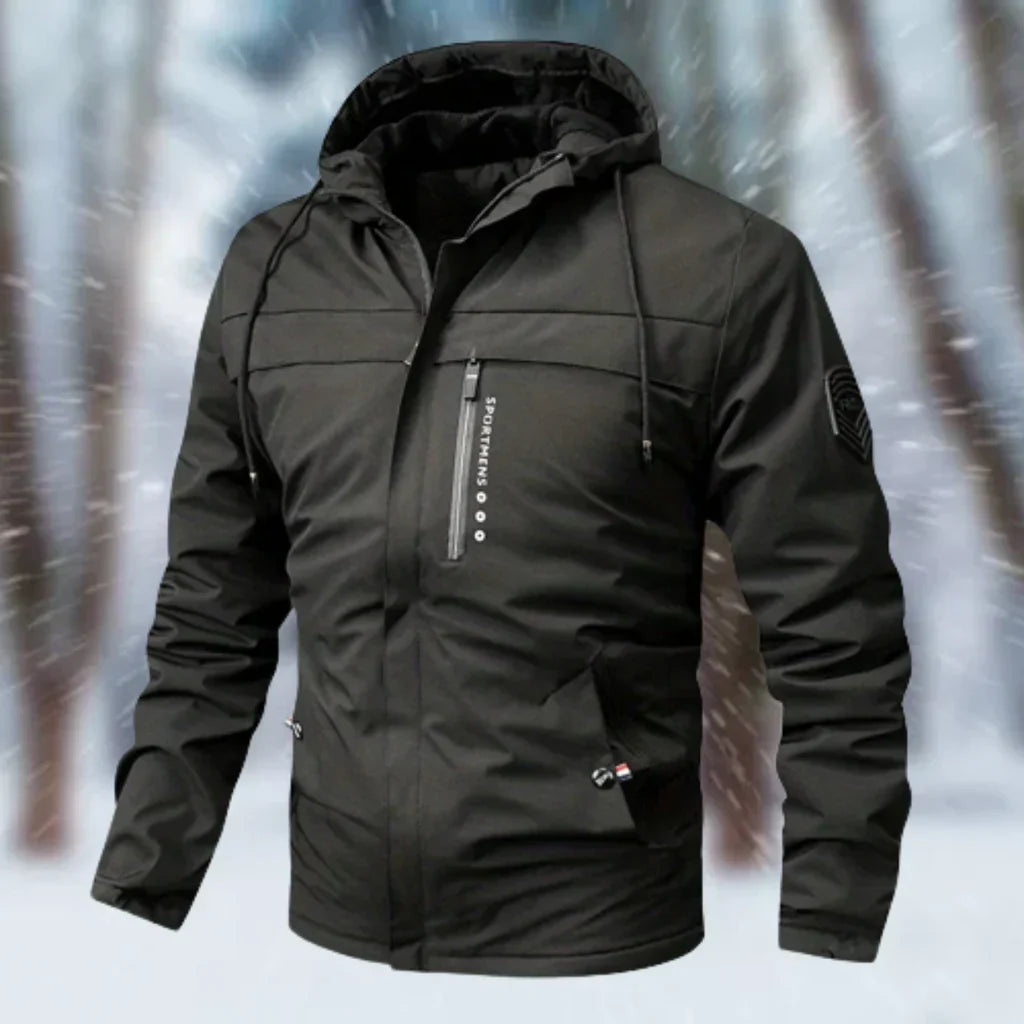 Nordisk Flair Men's Hooded Waterproof Jacket with Tailored Fit and Zipper Pockets for Outdoor Wear