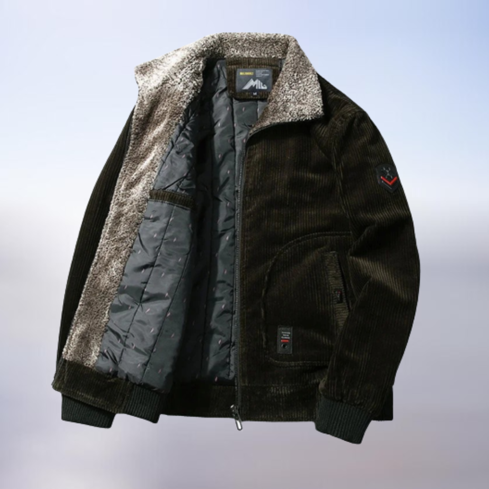 Jaxen Men's Corduroy Winter Jacket With Warm Fur Collar