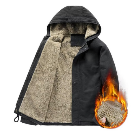 TrendAura Mens Insulated Cotton Padded Hooded Jacket With Relaxed Fit And Warm Fleece Lining For Winter